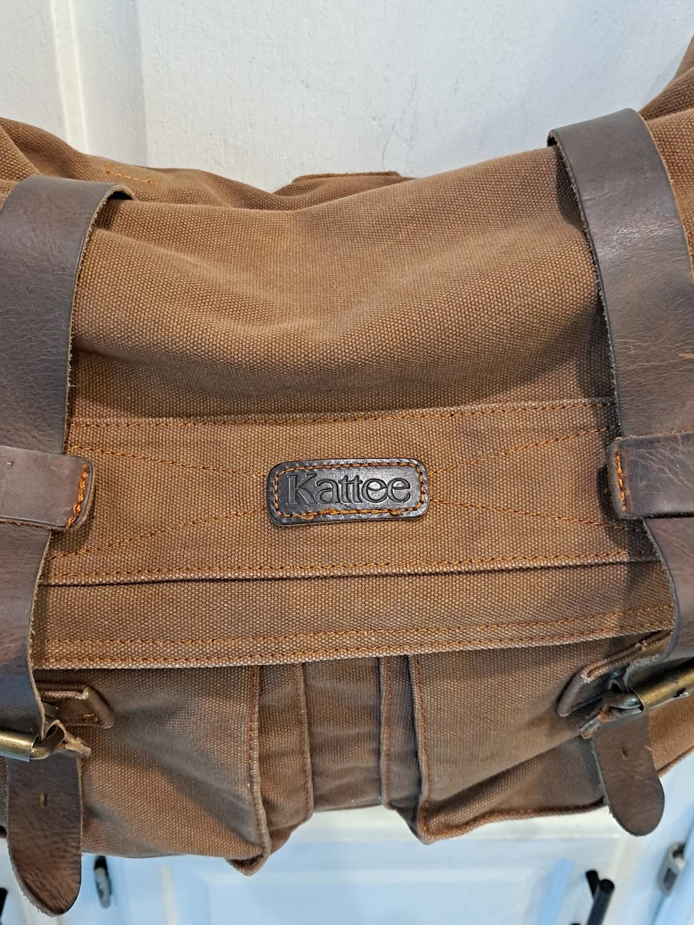 Waxed Canvas Messenger Bag for Men - Tan